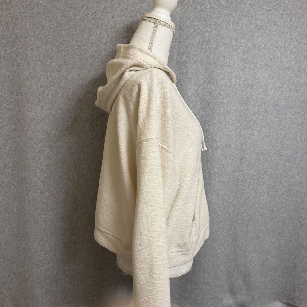 Old Navy Women's M Off White Lightweight Full Zip Hoodie Jacket Cotton Blend - Picture 5 of 7